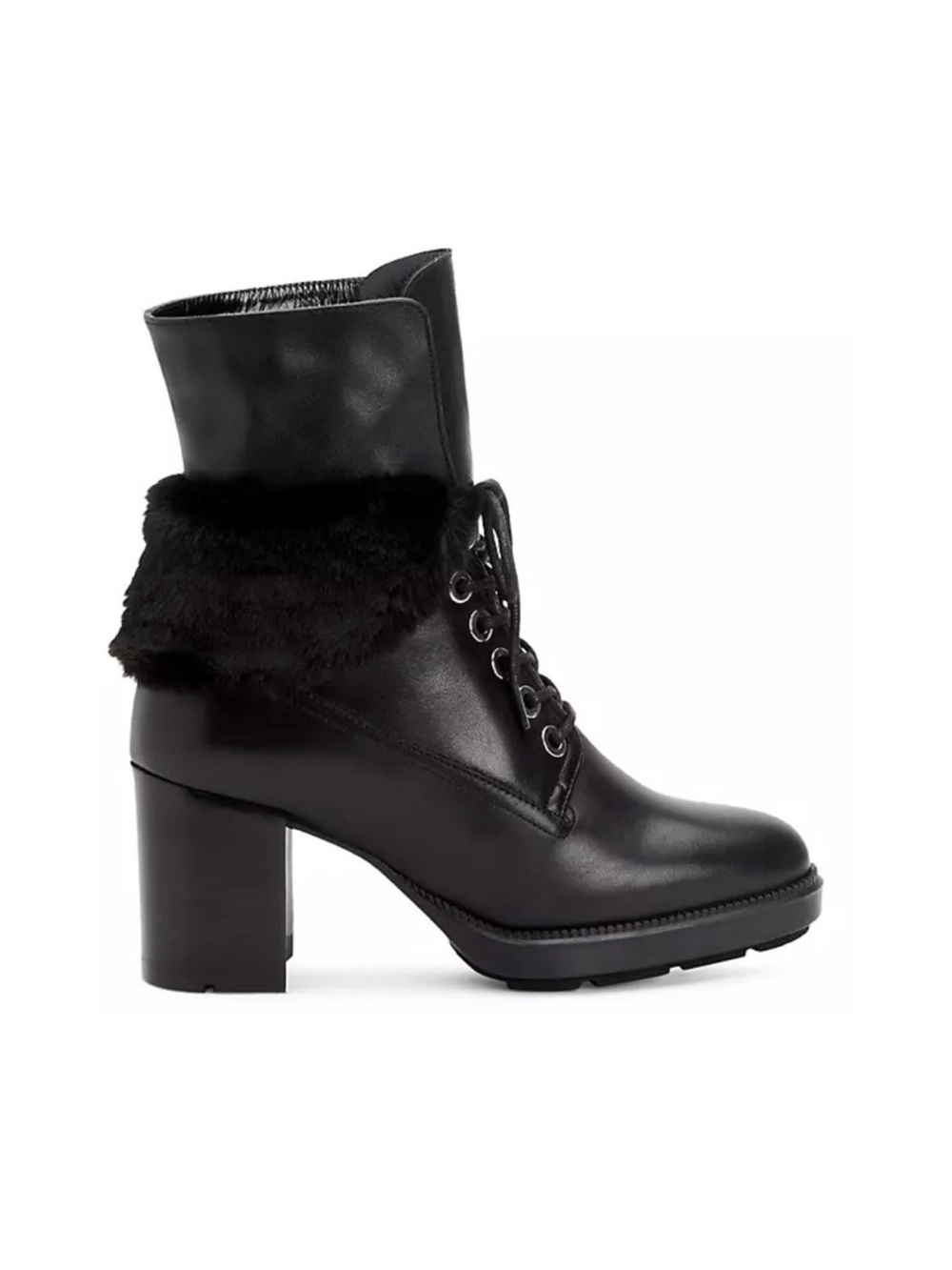 Shop Aquatalia Idris Faux Fur-Trimmed Leather Combat Boots